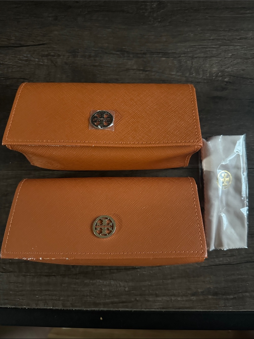 Tory Burch Orange Saffiano Leather Wallets (Pair)